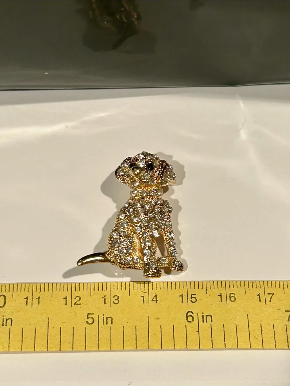 Gold Crystal Dog Brooch - Sparkling Pet Pin